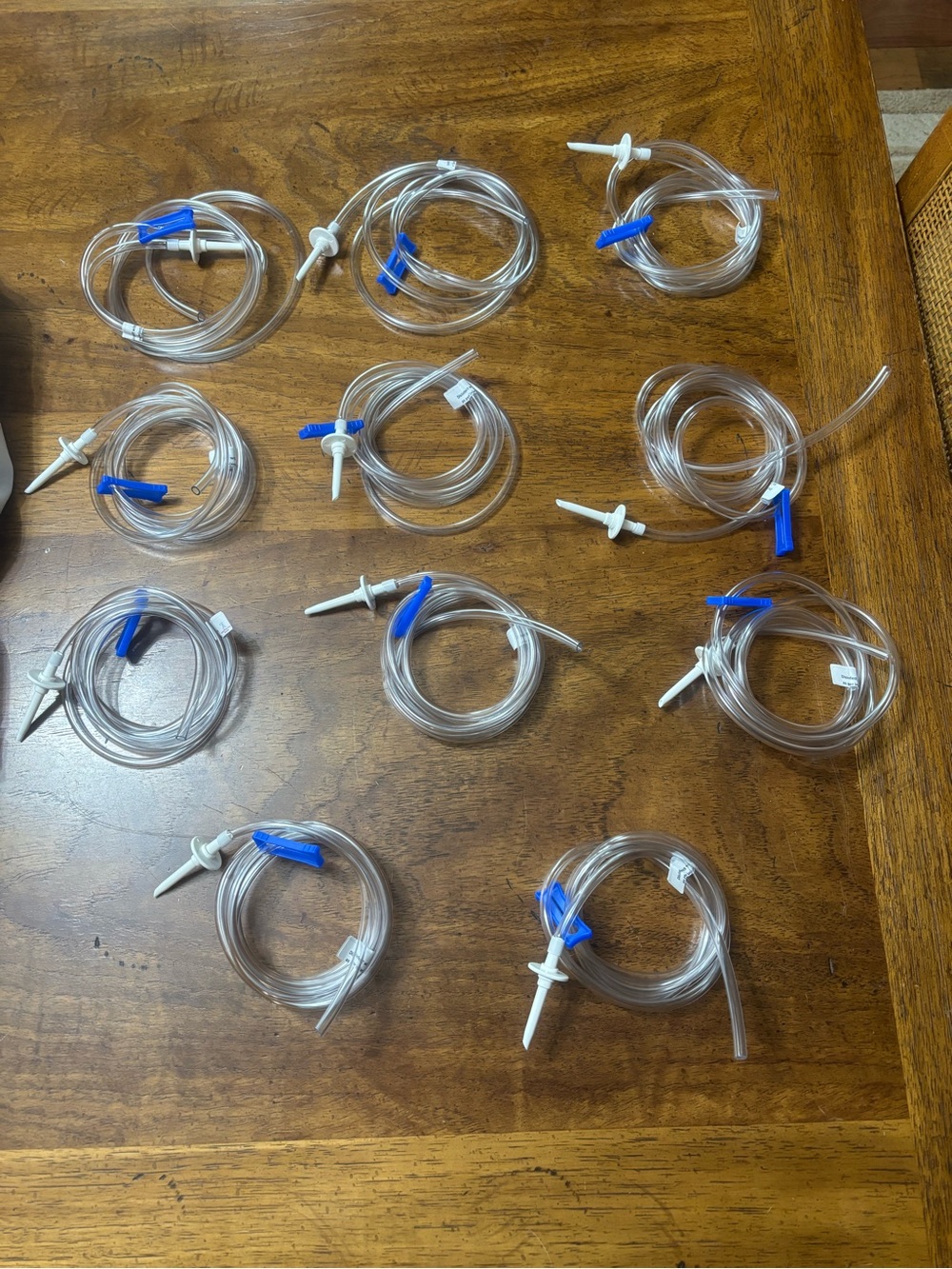 11pcs Clear Medical IV Tubing Sets with Blue Flow Clamp Dental Irrigation Tubing